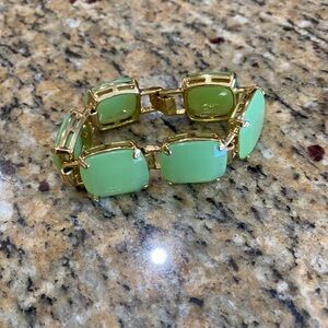 Kate Spade Gold-Linked Bracelet with Light Green Gem Panels